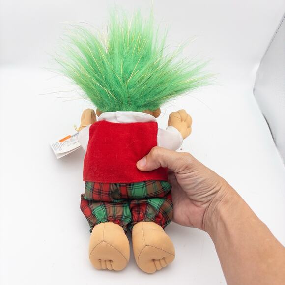 NEW Russ Christmas Caroling Trolls Harmony Boy 8” Plush Doll Green Tinsel Hair - Picture 4 of 9